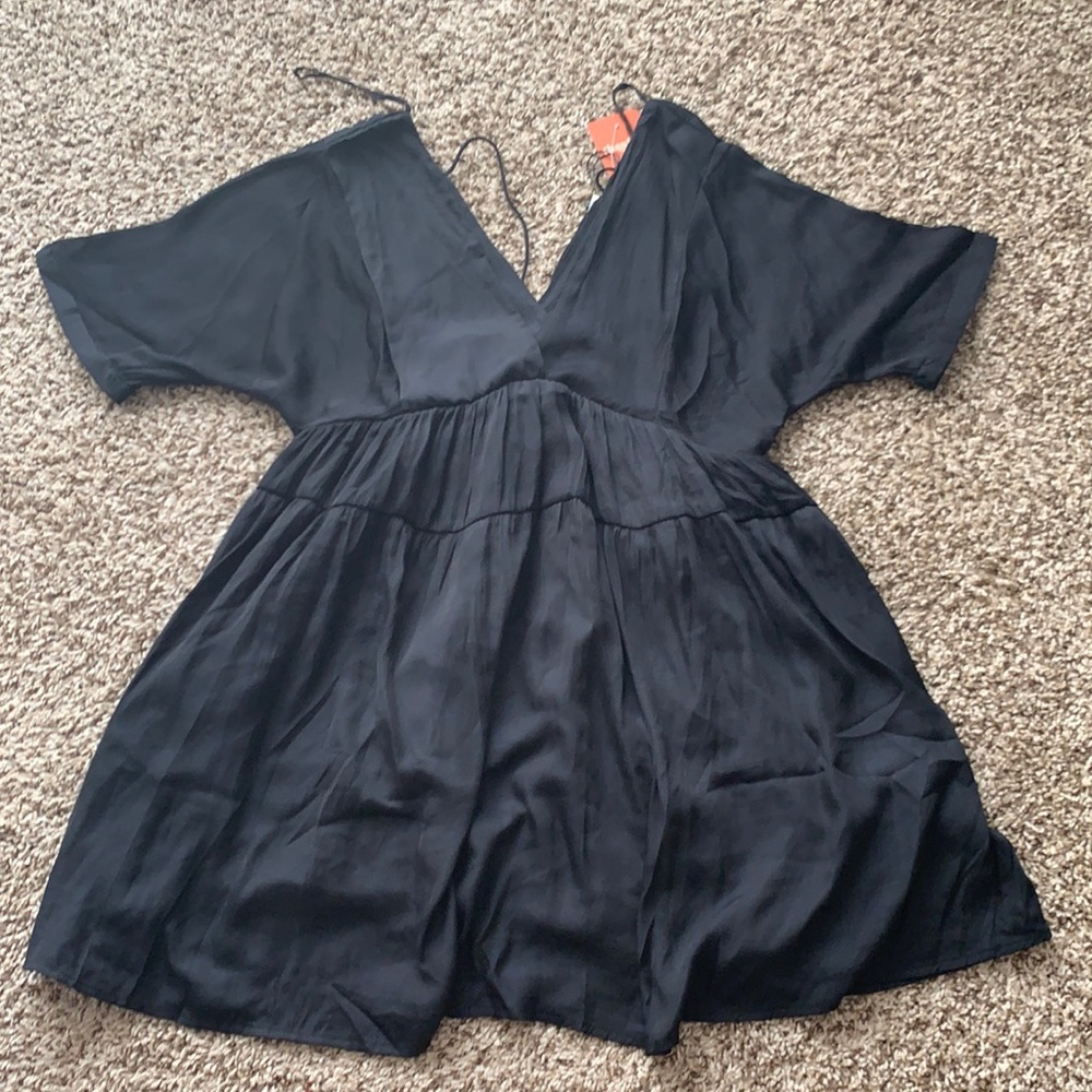 Black satin circle dress